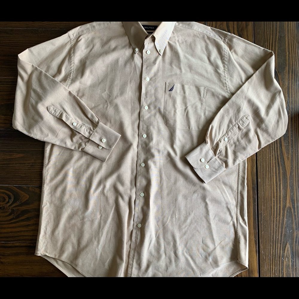 Nautica tan vintage oxford Men's dress shirt